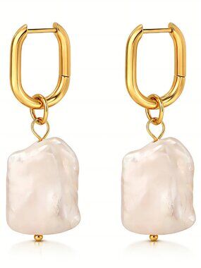 Earrings, 18K Gold Plated Steel